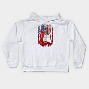 Electric Guitar American Flag Patriotic Guitarist Gift Kids Hoodie